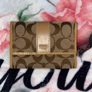 Coach Signature Brown and Tan Wallet